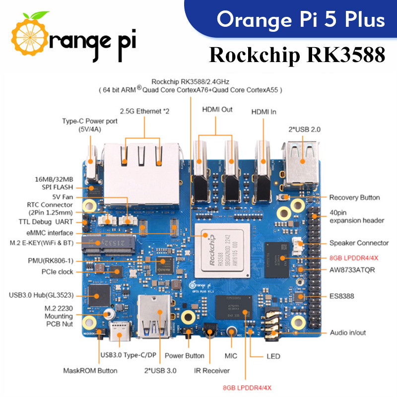 Orange Pi 5 Plus  Single Board - Rockchip Rk3588 Development Board review and price